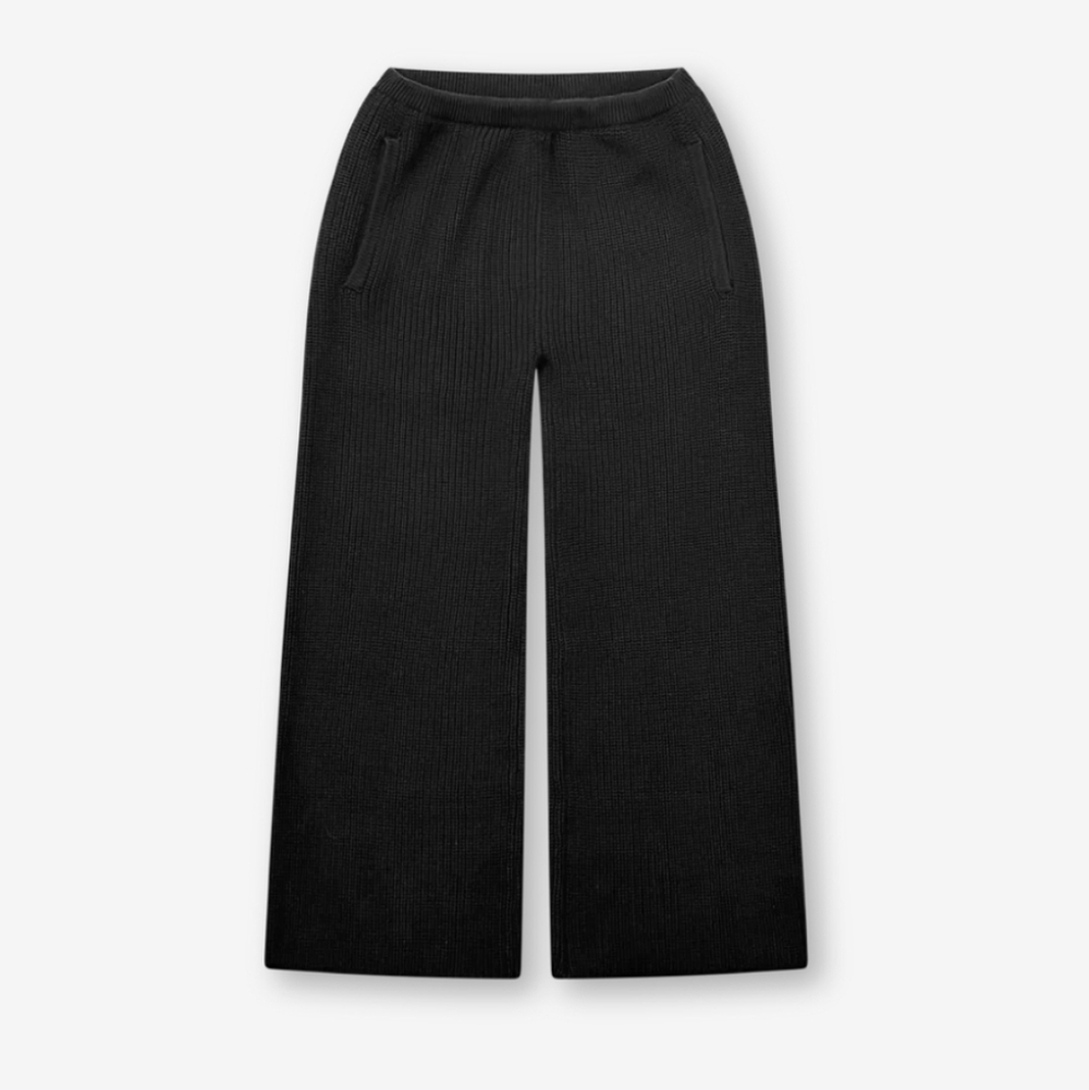 Vwoollo Cropped Knit Sweatpants Black‎ Wide Leg Women's Small NWOT